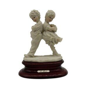 B Merli Florence Figurine Kids Back To Back On Wood Base Vintage